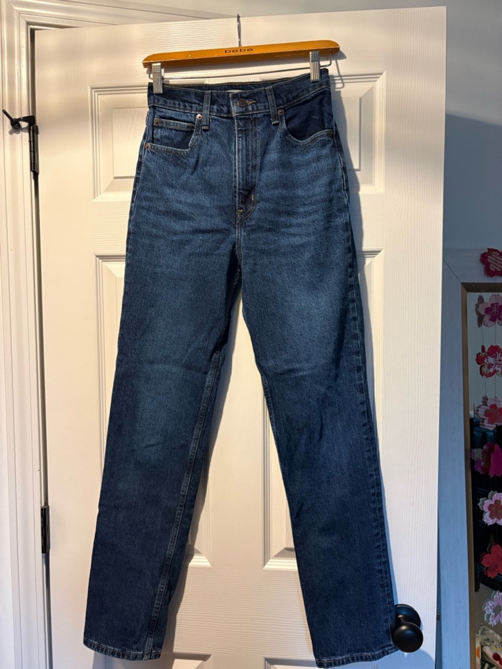 Levi's High-Rise Straight Jeans in Dark Blue Wash